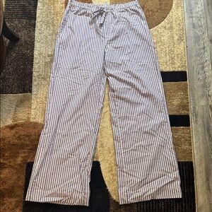 Urban Outfitters Blue and White Striped Wide Leg Pants
